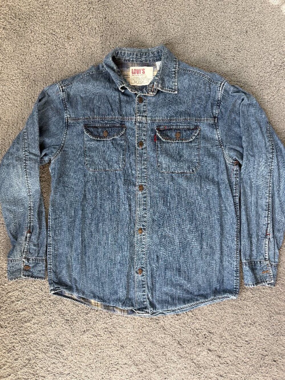 Levi’s Vintage Genuine Workwear Flannel Lined Denim Shirt Jacket Blue Shacket M